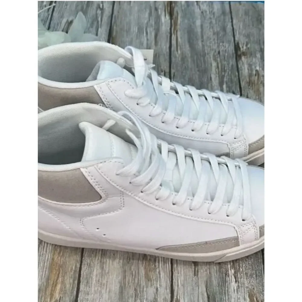 Women’s Casual Sporty High Top Sneakers Shoes White Size 8